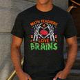 Math Teacher Love Brain Heart Skeleton Hand Zombie Halloween Men's Casual T-Shirt Dark Grey