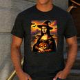 Mona Lisa Pumpkin Halloween Art Teacher Witchy Women Kids Men's Casual T-Shirt Dark Grey