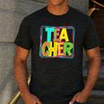 Neon Retro Teacher Cute Teacher Team New Teacher Back To Sch Men's Casual T-Shirt Dark Grey Neon Retro Teacher Cute Teacher Team New Teacher Back To Sch Men's Casual T-Shirt Dark Grey