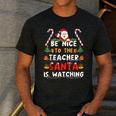 Be Nice To The Teacher Santa Is Watching Christmas Men's Casual T-Shirt Dark Grey Be Nice To The Teacher Santa Is Watching Christmas Men's Casual T-Shirt Dark Grey
