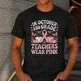 In October 2nd Grade Teachers Wear Pink Ribbon Breast Cancer Men's Casual T-Shirt Dark Grey