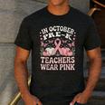 In October Pre-K Teachers Wear Pink Ribbon Breast Cancer Men's Casual T-Shirt Dark Grey