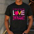 In October We Wear Pink Love Teacher Breast Cancer Awareness Men's Casual T-Shirt Dark Grey