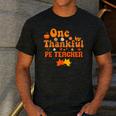 One Thankful PE Teacher Thanksgiving Fall Autumn Groovy Men's Casual T-Shirt Dark Grey