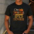One Thankful Sped Teacher Cute Thanksgiving Women Men's Casual T-Shirt Dark Grey One Thankful Sped Teacher Cute Thanksgiving Women Men's Casual T-Shirt Dark Grey