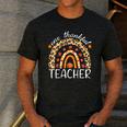 One Thankful Teacher Thanksgiving Rainbow Leopard Fall Men's Casual T-Shirt Dark Grey One Thankful Teacher Thanksgiving Rainbow Leopard Fall Men's Casual T-Shirt Dark Grey