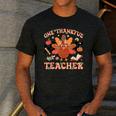 One Thankful Teacher Thanksgiving Retro Groovy Fall Teachers Men's Casual T-Shirt Dark Grey