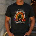 One Thankful Teacher Thanksgiving Turkey Rainbow Fall Men's Casual T-Shirt Dark Grey One Thankful Teacher Thanksgiving Turkey Rainbow Fall Men's Casual T-Shirt Dark Grey