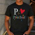 P Is For Preschool Teacher Student Back To School Men's Casual T-Shirt Dark Grey P Is For Preschool Teacher Student Back To School Men's Casual T-Shirt Dark Grey