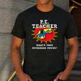 PE Physical Education Teacher Superhero Power School Men's Casual T-Shirt Dark Grey