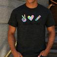Peace Love Learn Tie Dye Teacher Kids 100th Days Of School Men's Casual T-Shirt Dark Grey