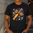 Pencil Leopard Coquette Bow Teacher Life Back To School Men's Casual T-Shirt Dark Grey Pencil Leopard Coquette Bow Teacher Life Back To School Men's Casual T-Shirt Dark Grey