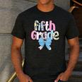 Preppy Fifth Grade Teacher Blue Floral Coquette Pencil Bow Men's Casual T-Shirt Dark Grey
