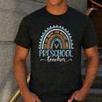 Preschool Teacher Leopard Boho Rainbow Back To School Men's Casual T-Shirt Dark Grey Preschool Teacher Leopard Boho Rainbow Back To School Men's Casual T-Shirt Dark Grey