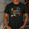 Progress Over Perfection Caterpillar Teacher Back To School Men's Casual T-Shirt Dark Grey