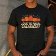 Que Pasa Calabaza Spanish Teacher Bilingual Pumpkin Women Men's Casual T-Shirt Dark Grey