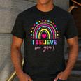 Rainbow I Believe In You Teacher Testing Day Men's Casual T-Shirt Dark Grey Rainbow I Believe In You Teacher Testing Day Men's Casual T-Shirt Dark Grey