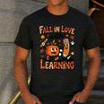 Retro Fall In Love With Learning Autumn Pumpkin Teacher Kids Men's Casual T-Shirt Dark Grey Retro Fall In Love With Learning Autumn Pumpkin Teacher Kids Men's Casual T-Shirt Dark Grey