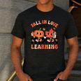 Retro Fall In Love With Learning Autumn Pumpkin Teacher Men's Casual T-Shirt Dark Grey
