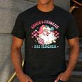 Retro Pink Christmas Santa's Favorite Art Teacher Artist Men's Casual T-Shirt Dark Grey