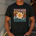 Retro Teacher Daisy Colorful Elementary School Teacher Men's Casual T-Shirt Dark Grey Retro Teacher Daisy Colorful Elementary School Teacher Men's Casual T-Shirt Dark Grey