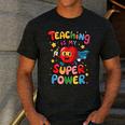 Retro Teaching Is My Superpower Apple Teacher Appreciation Men's Casual T-Shirt Dark Grey