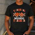 Retro Thankful Music Teacher Pumpkin Fall Thanksgiving Men's Casual T-Shirt Dark Grey