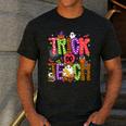 Retro Trick Or Teach Leopard Ghost Halloween Spooky Teacher Men's Casual T-Shirt Dark Grey Retro Trick Or Teach Leopard Ghost Halloween Spooky Teacher Men's Casual T-Shirt Dark Grey