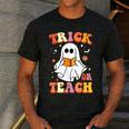 Retro Vintage Groovy Trick Or Teach Teacher Halloween For Men Women Kids Men's Casual T-Shirt Dark Grey Retro Vintage Groovy Trick Or Teach Teacher Halloween For Men Women Kids Men's Casual T-Shirt Dark Grey