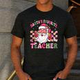 Santa's Favorite Teacher Groovy Christmas Teacher Boys Girls Men's Casual T-Shirt Dark Grey