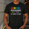 School Psychologist Is a Work Of Heart Teacher LSSP Doctor Men's Casual T-Shirt Dark Grey