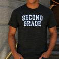 Second Grade Floral Blue Back To School 2nd Grade Teacher Men's Casual T-Shirt Dark Grey