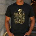 Skeleton Book Floral Skull Halloween Teacher Costume Men's Casual T-Shirt Dark Grey Skeleton Book Floral Skull Halloween Teacher Costume Men's Casual T-Shirt Dark Grey