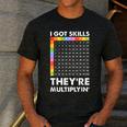 I Got Skills They'Re Multiplying Nerd Math Teacher Men's Casual T-Shirt Dark Grey I Got Skills They'Re Multiplying Nerd Math Teacher Men's Casual T-Shirt Dark Grey