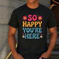 So Happy You’Re Here Groovy Retro Positivity Women Teacher Men's Casual T-Shirt Dark Grey