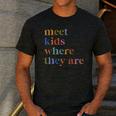 SPED Teacher SLP Meet Kids Where They Are Special Education Men's Casual T-Shirt Dark Grey SPED Teacher SLP Meet Kids Where They Are Special Education Men's Casual T-Shirt Dark Grey