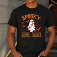 Spooky Science Teacher Ghost Halloween School Women Men's Casual T-Shirt Dark Grey