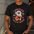 I Survived 67 Days Of School Groovy Retro Teachers Girls Men's Casual T-Shirt Dark Grey