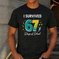 I Survived 67 Days Of School Teachers Students Meme Men's Casual T-Shirt Dark Grey I Survived 67 Days Of School Teachers Students Meme Men's Casual T-Shirt Dark Grey