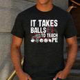 It Takes Balls To Teach Pe Teacher Chaos Coordinator US Flag Men's Casual T-Shirt Dark Grey