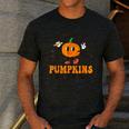 I Teach The Cutest Pumpkins In The Patch Groovy Teacher Fall Men's Casual T-Shirt Dark Grey