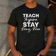 Teach Inspire Stay Drug-Free Red Ribbon Week Teacher Kids Men's Casual T-Shirt Dark Grey
