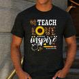 TEACH LOVE INSPIRE Teacher Sunflower Appreciation Men's Casual T-Shirt Dark Grey