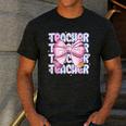 Teacher Bow Pencil Flowers Teacher Back To School Men's Casual T-Shirt Dark Grey