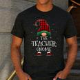 Teacher Gnome Xmas Family Matching Plaid Christmas Gnomes Men's Casual T-Shirt Dark Grey