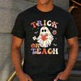 Teacher Halloween Trick Or Teach Floral Ghost Men's Casual T-Shirt Dark Grey