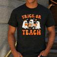 Teacher Halloween Trick Or Teach Retro Groovy Floral Ghost Men's Casual T-Shirt Dark Grey Teacher Halloween Trick Or Teach Retro Groovy Floral Ghost Men's Casual T-Shirt Dark Grey