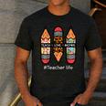 Teacher Life Teach Love Inspire Pencils Inspirational Women Men's Casual T-Shirt Dark Grey