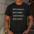 Teacher Motivator Believer Innovator Educator Men's Casual T-Shirt Dark Grey Teacher Motivator Believer Innovator Educator Men's Casual T-Shirt Dark Grey