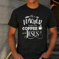 This Teacher Runs On Coffee And Jesus T Shirt Christian Tees Men's Casual T-Shirt Dark Grey